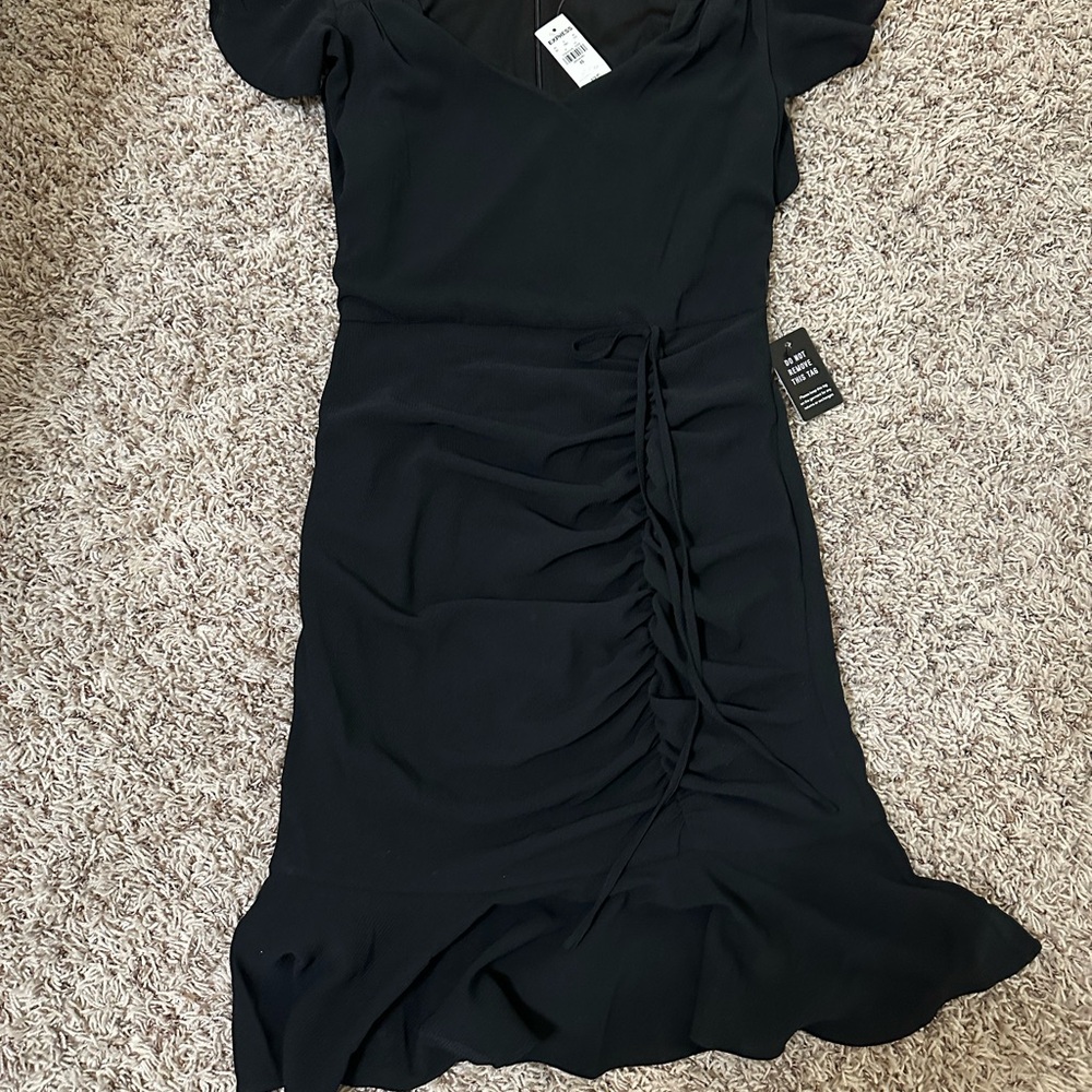 Express Black Asymmetrical Ruched Dress